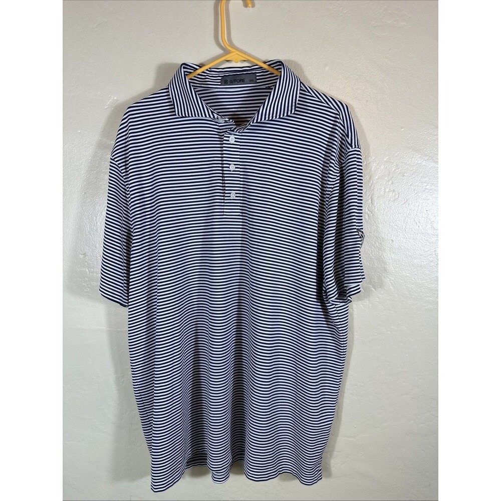 G Fore Navy Stripe Polo Shirt Men’s XXL Belize Golf Federation 4 Bottom Collar